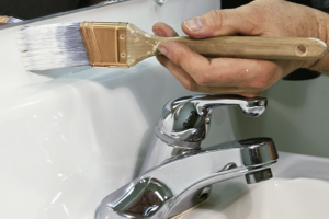 how to paint behind bathroom sink