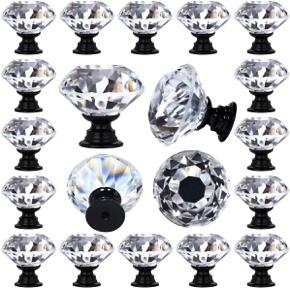 DeElf 12 PCS Clear Crystal Glass Cabinet Knobs