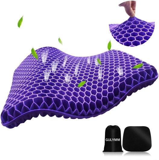 Gel Seat Cushion for Long Sitting Double Thick Gel Seat Cushion with Non-Slip Cover Gel Seat Cushion