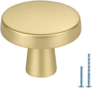 Homdiy 10 Pack Brushed Brass Cabinet Knobs