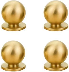 RZDEAL 4pcs 19MM Diameter Round Solid Brass Cabinet Knobs